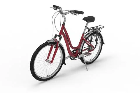 3D illustration of Front view of a red bicycle on white background Stock Illustration