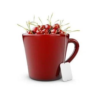 3d Illustration of Fruit tea with cherry, isolated white Stock Illustration