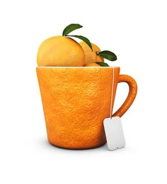 3d Illustration of Fruit tea with orange, isolated white Stock Illustration