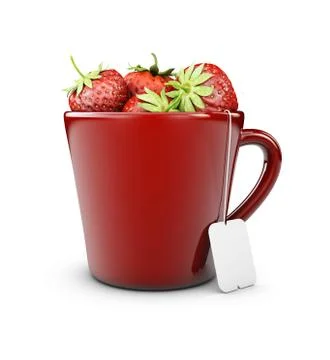3d Illustration of Fruit tea with strawberries, isolated white Stock Illustration