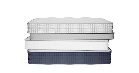 3d illustration full-face view from the side of several elastic mattresses o Stock Illustration