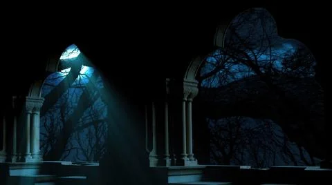 3d illustration - Full Moon Through The Clouds On Dark Blue Night Sky Stock Illustration