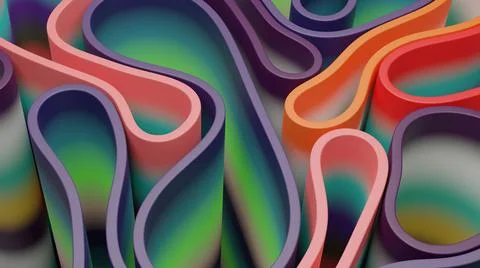 3D illustration With Fun Gradient Stripes Rubber Ribbons Stock Illustration