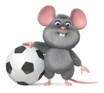 3d illustration funny mouse playing football Stock Illustration