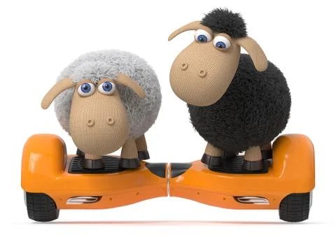 3d illustration funny sheeps Stock Illustration