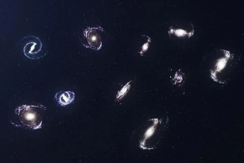 3D illustration galaxy in deep space. Spiral galaxy consisting of star dust 스톡 일러스트