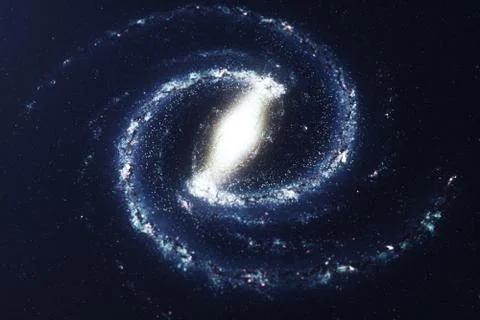 3D illustration galaxy in deep space. Spiral galaxy consisting of star dust 스톡 일러스트