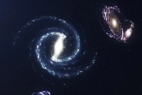 3D illustration galaxy in deep space. Spiral galaxy consisting of star dust 스톡 일러스트