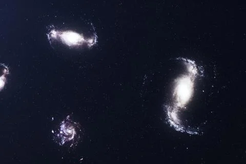 3D illustration galaxy in deep space. Spiral galaxy consisting of star dust 스톡 일러스트