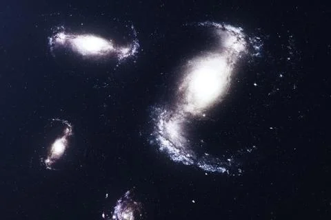 3D illustration galaxy in deep space. Spiral galaxy consisting of star dust 스톡 일러스트