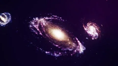 3D illustration galaxy in deep space. Spiral galaxy consisting of star dust Stock Illustration