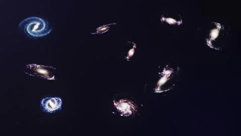 3D illustration galaxy in deep space. Spiral galaxy consisting of star dust Stock Illustration