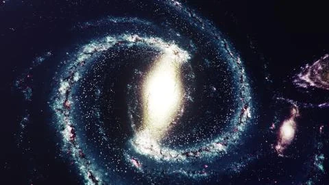 3D illustration galaxy in deep space. Spiral galaxy consisting of star dust Stock Illustration