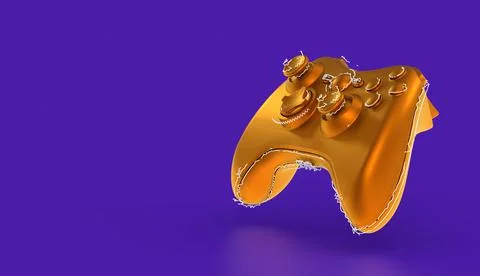 3d illustration of generic game controllers isolated on purple background Ilustración de archivo