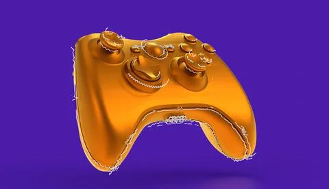 3d illustration of generic game controllers isolated on purple background Ilustración de archivo