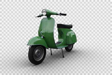 3D illustration of a generic Italian style green motor scooter isolated on a  Stock Illustration