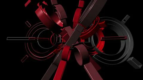 3D illustration of  geometrical object over black Stockillustratie