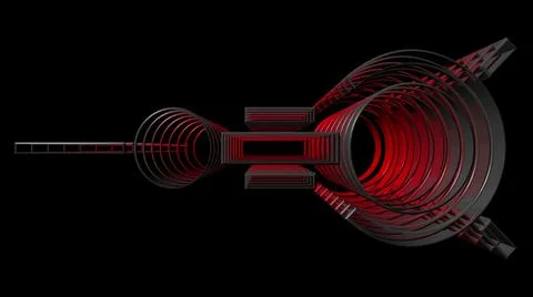 3D illustration of  geometrical object over black Illustrazione stock
