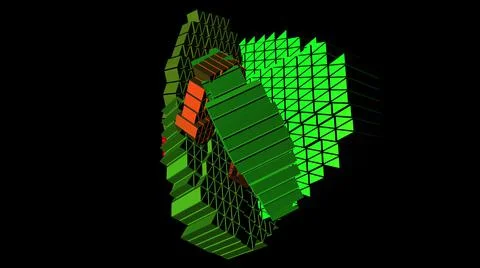 3D illustration of  geometrical object over black Stockillustratie