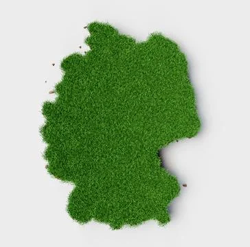 3D illustration of Germany map on the grass patch soil earth cut piece on the Ilustración de archivo