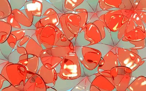 3d illustration of glass flowers pattern texture on blue background Stock Illustration