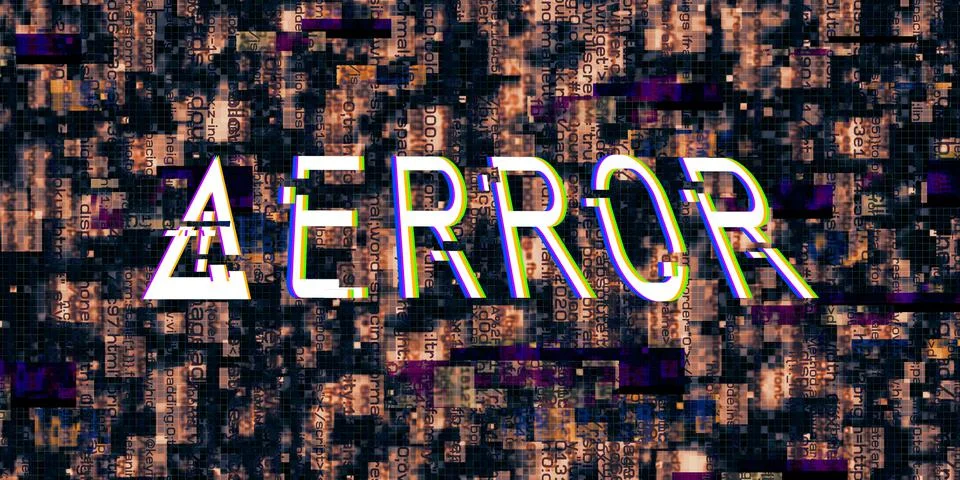 3d Illustration glitch effect Computer danger symbols Hacked errors Cyberpunk 스톡 일러스트