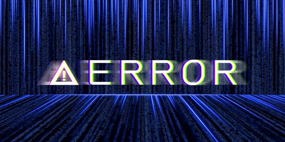 3d Illustration glitch effect Computer danger symbols Hacked errors Cyberpunk 스톡 일러스트