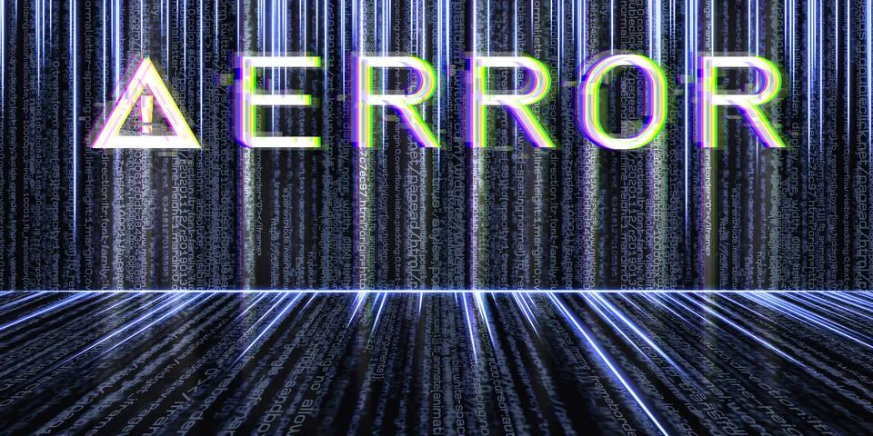 3d Illustration glitch effect Computer danger symbols Hacked errors Cyberpunk 스톡 일러스트