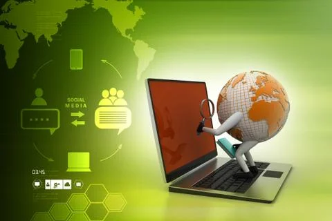 3d illustration of Global analysing 스톡 일러스트