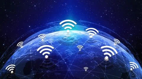 3D illustration global modern creative communication and internet network map Stock Illustration