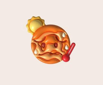 3D illustration Global warming increase temperature earth with thermometer. Illustrazione stock