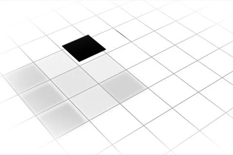3d illustration of a glowing square in a grid. Seamless loop. Flat design. Pl イラスト素材