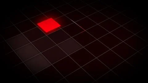 3d illustration of a glowing square in a grid. Seamless loop. Flat design. Pl Illustrazione stock