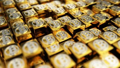 3D illustration of gold bricks with B letter Stock Photos