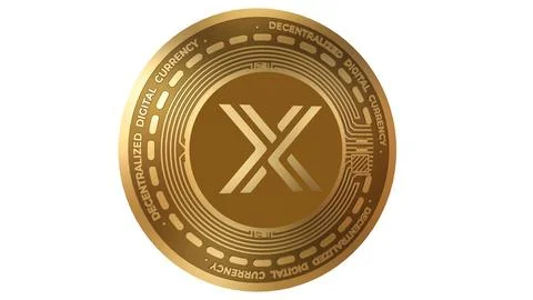 3d Illustration Golden Immutable X IMX Cryptocurrency Coin Symbol Illustrazione stock