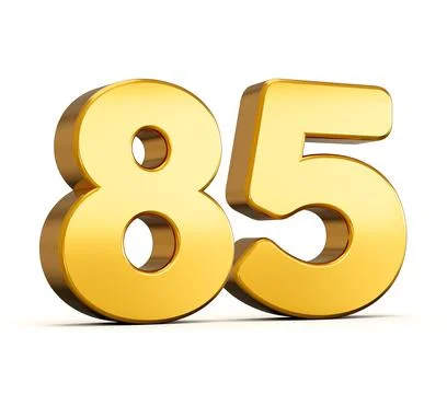 3d illustration of golden number Eighty five isolated on white background with s イラスト素材