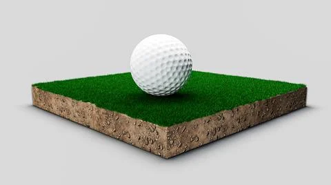 3D illustration of the golf course grass and ball Stock Illustration