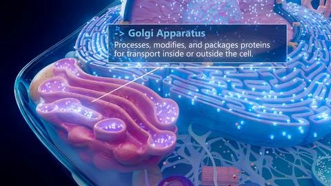 3D illustration of the Golgi apparatus processing proteins イラスト素材