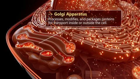 3D illustration of the Golgi apparatus processing proteins Stock Illustration
