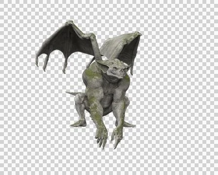 3D illustration of a gothic stone Gargoyle statue isolated on a transparent b Stock Illustration