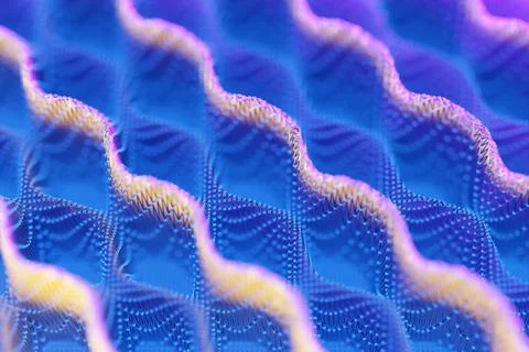 3D illustration,  gradient  blue and pink waves from lines and interlacing. A 스톡 일러스트