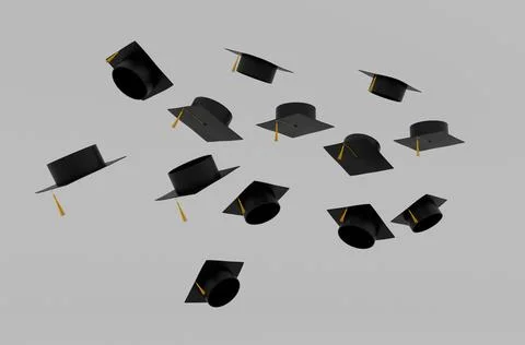 3d illustration Graduation cap hat with tassel, icon Mortarboard Illustrazione stock