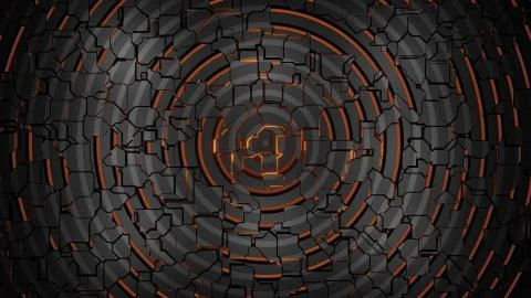 3D illustration graphic of a abstract sci-fi wall having beautiful cracks. Stock Illustration