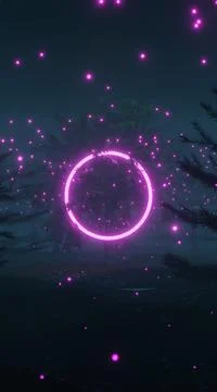 3D illustration graphics mobile background of the neon circle. Stock Illustration