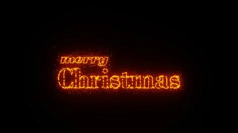 3D illustration graphics of the text Merry Christmas with orange particles. Stock Illustration