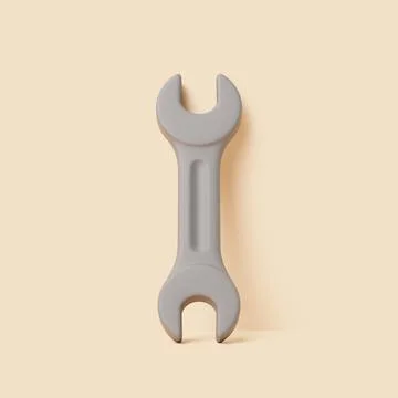 3D Illustration of Gray Double Open-End Wrench on Beige Background Stock Illustration