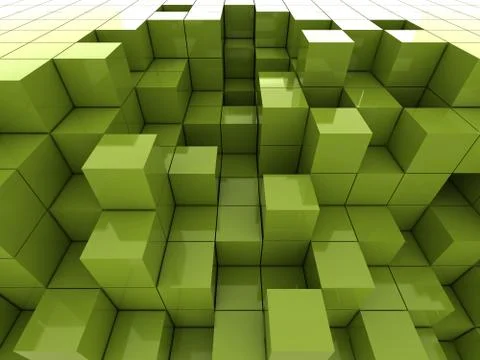 3d illustration of green cubes Stock Illustration
