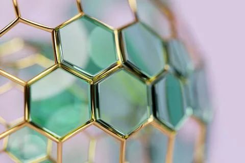 3d illustration of a green honeycomb . Pattern of simple geometric hexagonal  Stock Illustration