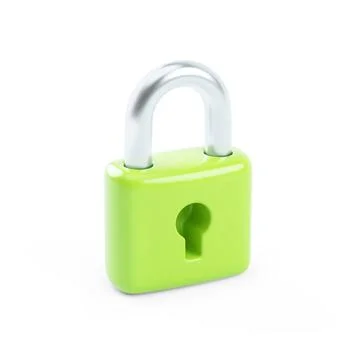 3d illustration of green padlock Stock Illustration