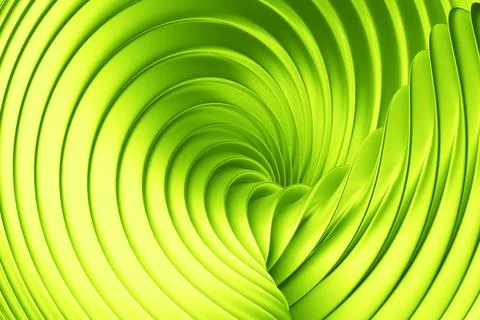 3D illustration    green  stripes in the form of wave waves, futuristic backg Ilustración de archivo